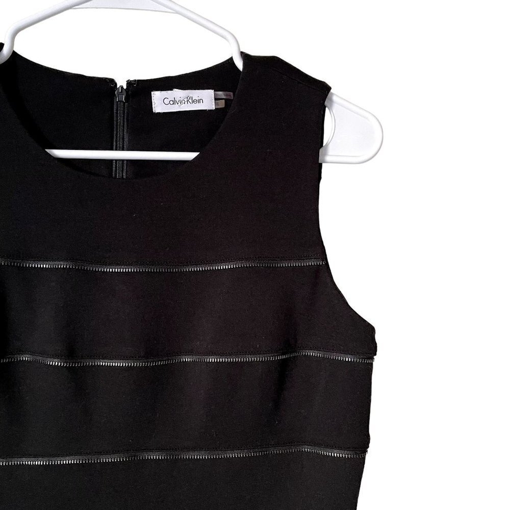Calvin Klein black unique zipper dress little black dress cocktail sleeveless - Picture 2 of 6